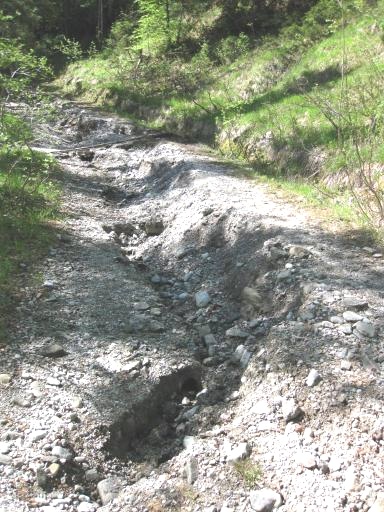 Erosion des Steilstückes