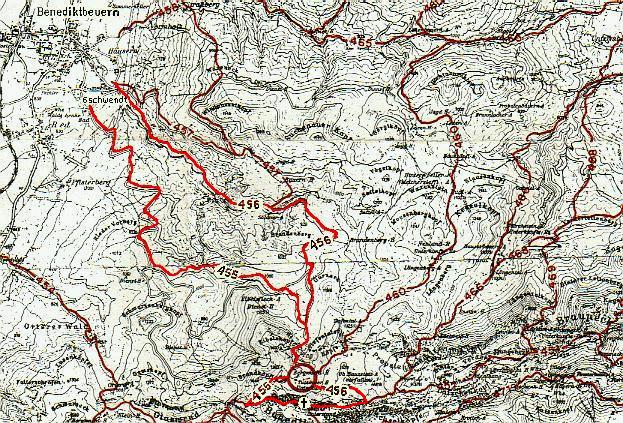 Bild: Karte für Westweg zum Benewand-Gipfel